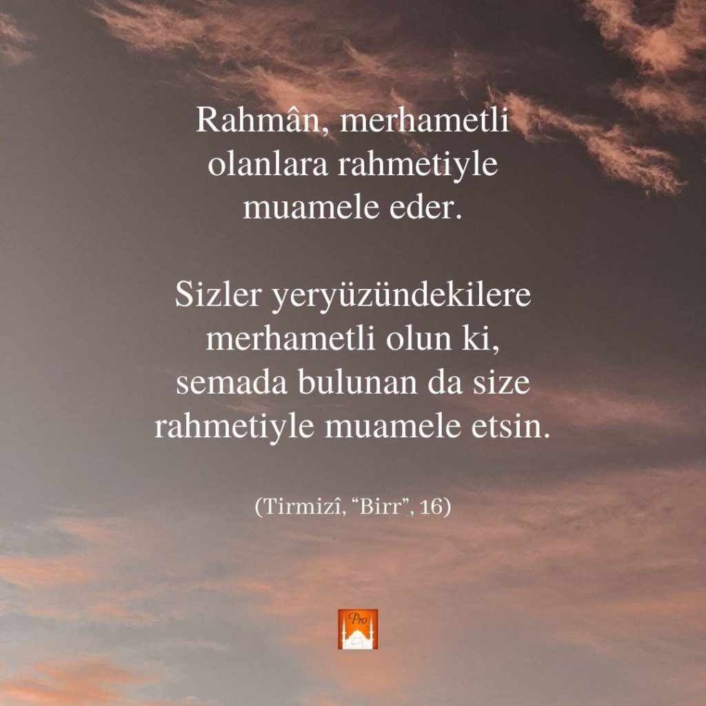 ai
İ. S siğ> '
B DA e
ö YS Rahr Te Bamedi t
olanlara rahmetiyle &
muamele eder. | Sizler yeryüzündekilere
merhametli olun ki, bulunan da size
le muamele etsin. 6 ai